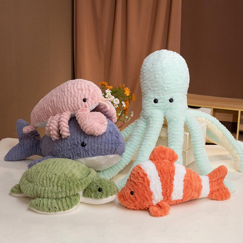Creative Marine Life Series Octopus Fish Turtle Octopus Shark Lobster Plush Toys Funny Animals Dolls Christmas Gifts For Kids