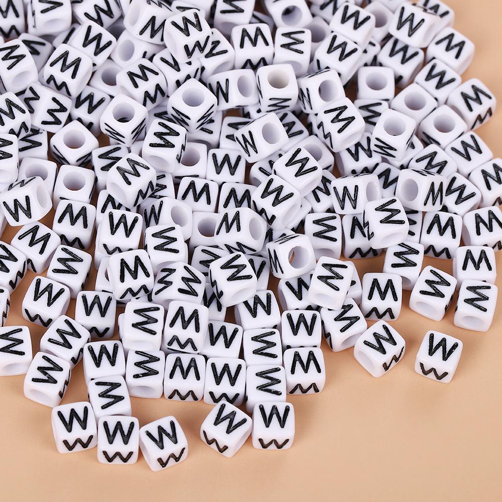 Square Acrylic A-Z English Letter Beads (6mm/7mm/8mm/10mm) for Jewelry Making