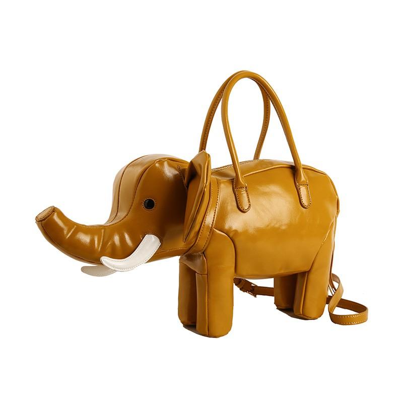 Creative Elephant Shape Mini Shoulder Bag Women PU Leather Crossbody With Zip Internal Pockets