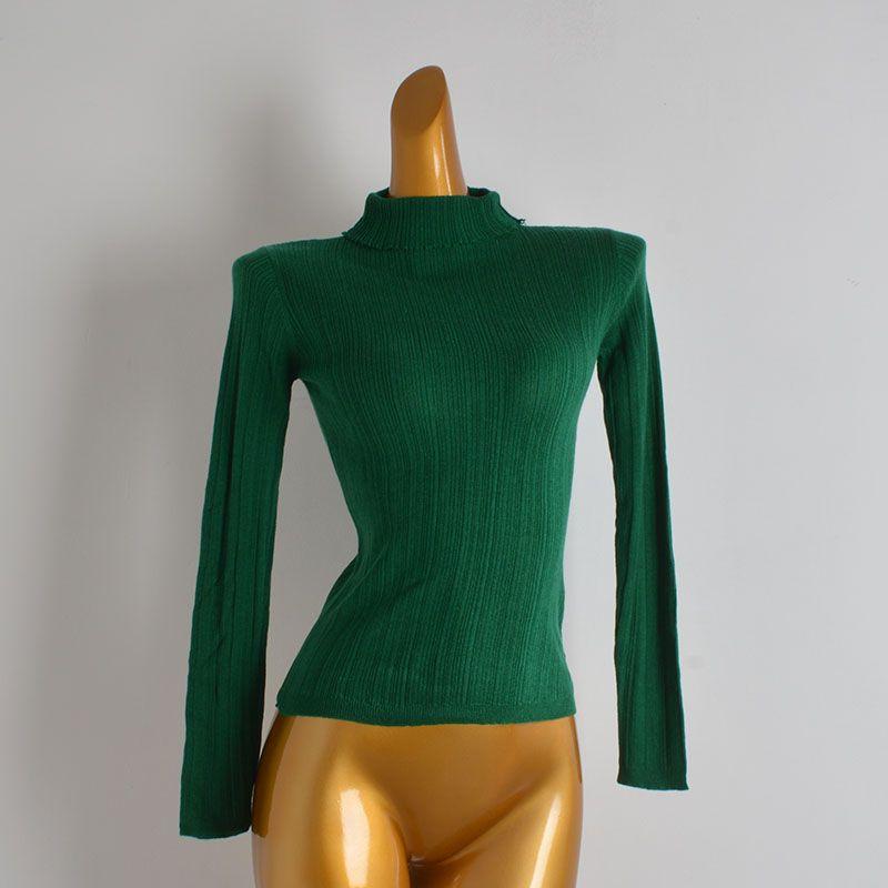 Simplicity New Arrival Pure Color Turtleneck Pullover Long Sleeve Bottoming Shirt Women's Clothing Fall and Winter Skinny Slimming Knitwear Tops