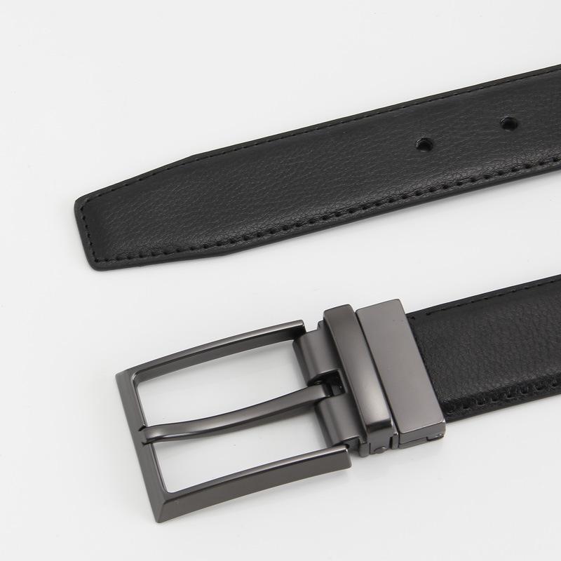 Two Layer Leather Pin Buckle Belt Two Sided Genuine Leather Casual and Fashionable Belt Rotating Buckle for Men