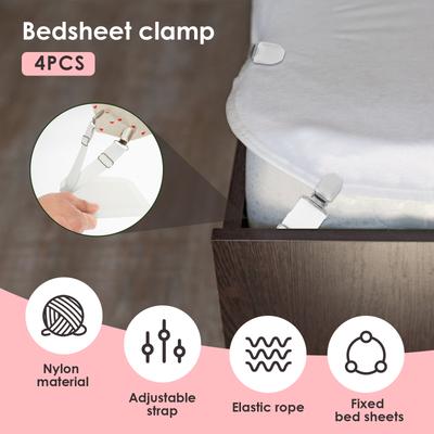 4Pcs Bed Sheet Holders With Pressure Plate Adjustable Length Bed Sheet Straps Bed Sheet Clips Suspender for Mattress Covers Sofa
