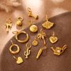 Vintage Fashion Diy Smiley Face Love Coconut Tree Pendant Stainless Steel Gold-Plated Various Jewelry Accessories