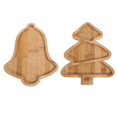 Christmas Decoration Tray Wooden Dessert Board Christmas Tree Shape Fruit Plate Snacks Cake Food Tray Xmas Tableware