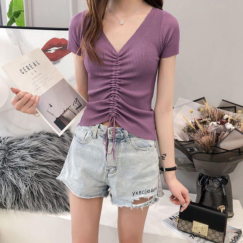 

Женский облегающий кроп-топ на шнурке в стиле Y2K Large темно-фиолетового