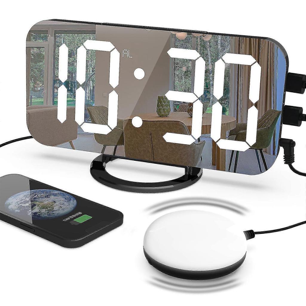 Sveglia Rumorosa Con Vibratore Da Letto Per Dormitori Profondi, Sveglia Vibrante Doppia Con Caricatore Usb Per Sordomuti