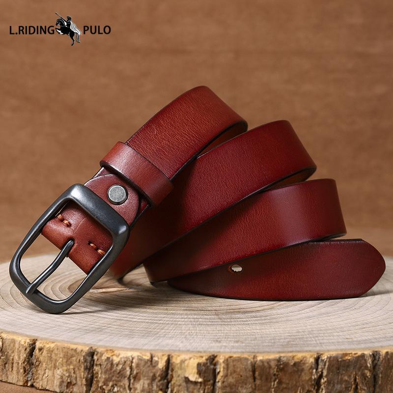Men's Top Layer Pure Cowhide Belt Genuine Leather Pin Buckle Retro Fashion Trend Jeans Belt