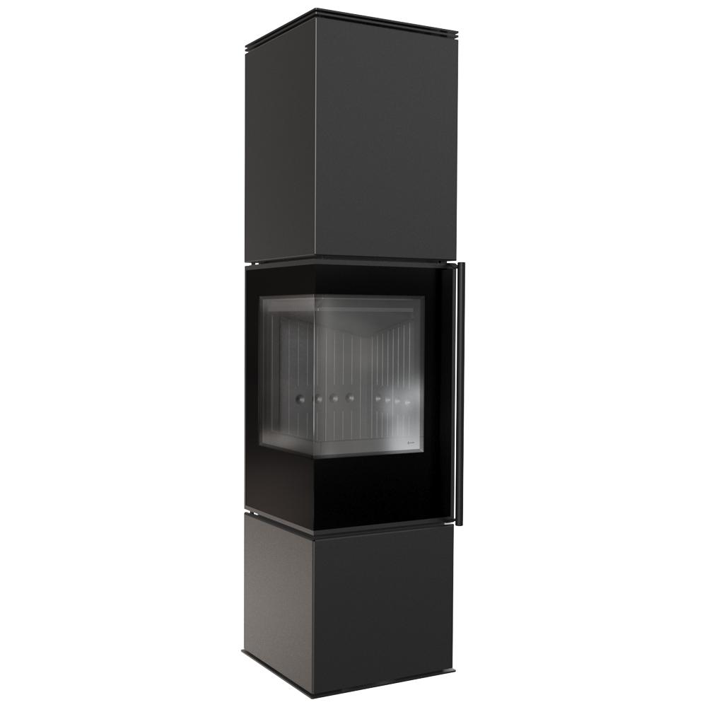 Wood burning steel stove KRATKI REN/L left Ø 150 7 kW black thermotec self closing door