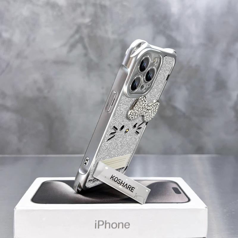 Meow bow doll is suitable for Apple 16 mobile phone case 15promax four-corner lanyard 13 transparent silicone 14 women