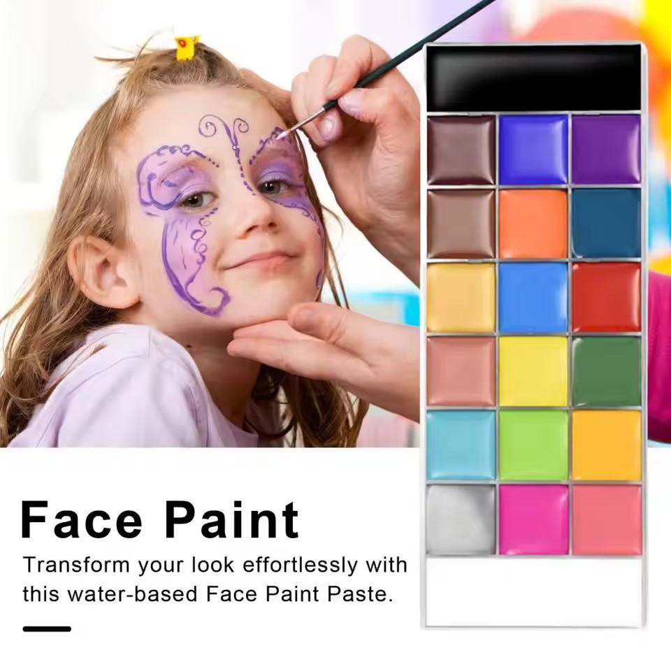 20 Color Face & Body Paint Palette Long Lasting Safe Halloween Oil Body Painting Pigments for Face Body Cosplay Performance