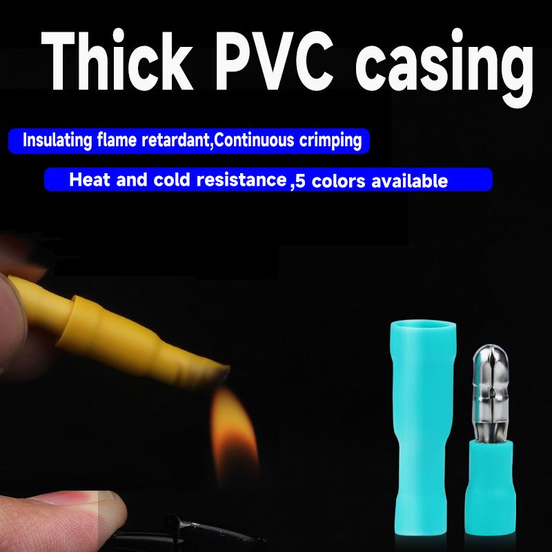 100pcs Insulated Electric Connector Set Crimp Bullet Terminals 1.25-156 Male & Female for 0.5-1.5mm² / 22-18 AWGAudio Wiring