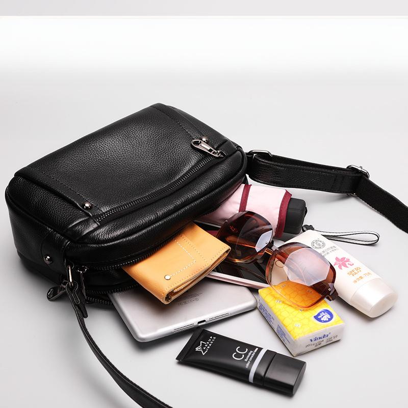 Single Shoulder Straddle Bag Women's Top Layer Cowhide Bag Women's Straddle Bag Chain
