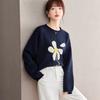 Fashion Floral Jacquard Pullover Sweater with Loose Fit for Women