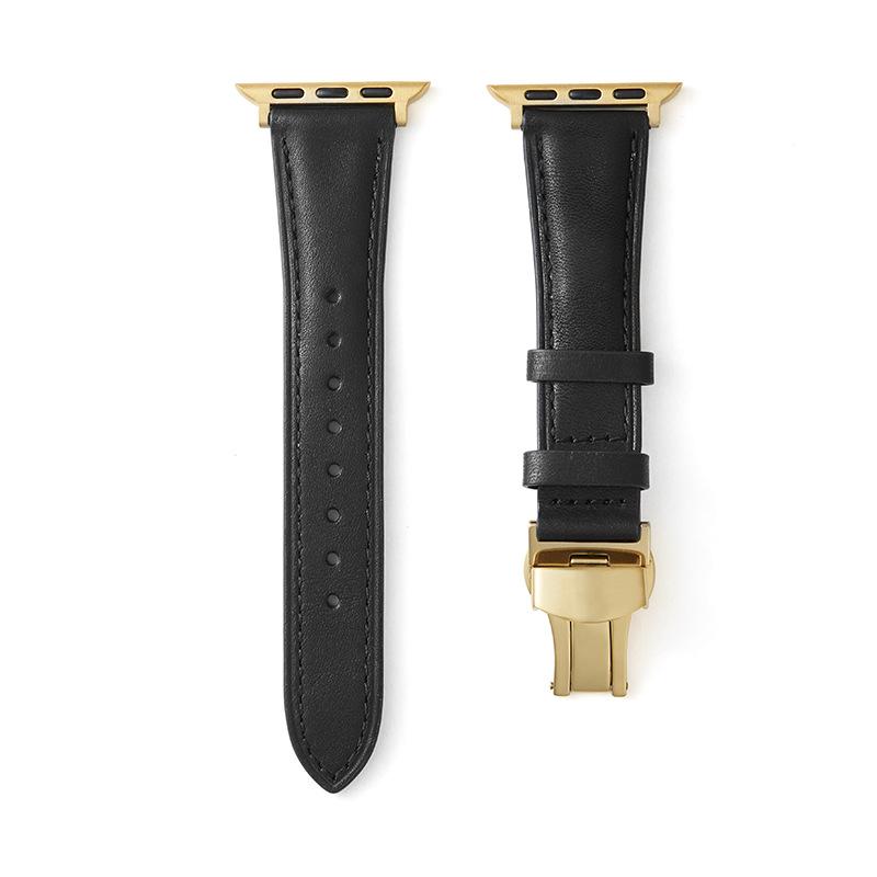 Kompatibles Apple iWatch Armband - Pflanzlich gegerbtes Leder mit Schmetterlingsverschluss