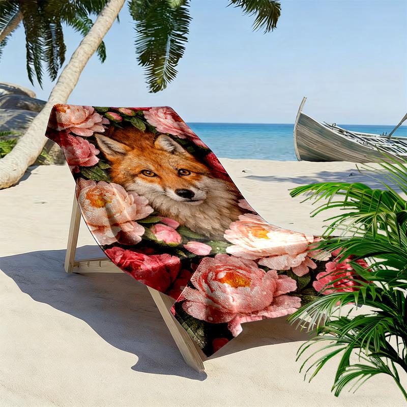Fox Art Print Beach Towel, Large Soft Quick Dry Towel for Beach Camping Swimming