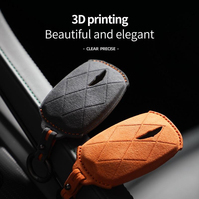 Car Key Case Cover Holder Key Buckle Alcantara Suede For For Genesis Gv60 Gv90 G90 Keychain Accessories