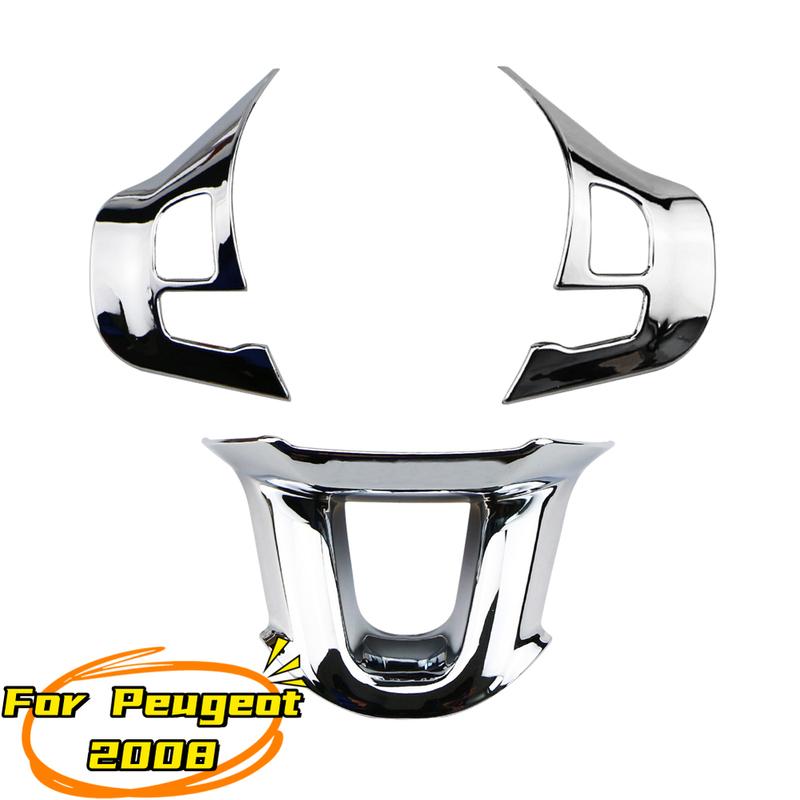 Car Steering Wheel Decoration Cover Trim Sticker Fit for Peugeot 2008 208 2014 2015 2016 2017 2018 ABS Accessories