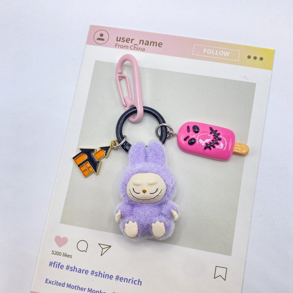 Halloween Flocking Mini Toys Cute Gift Baby-free Keychain Cartoon Bag Car Key Pendant