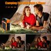 Solar Powered Fan for Camping Portable Rechargeable for Gazebo with LED Light & Timer 4 Speed Cordless Battery Powered for Outdoor Stay Cooling Orange