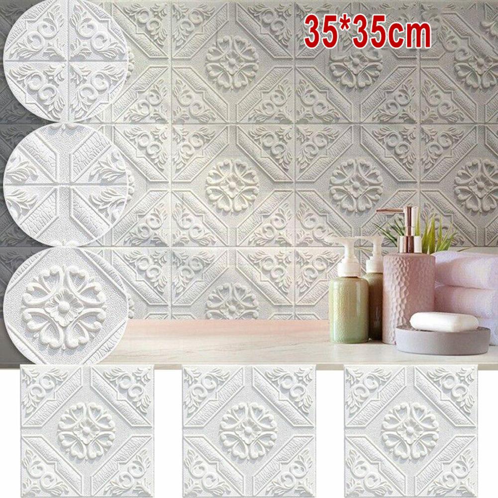1/10PCS Self Adhesive Tile Brick Wall Sticker Self Adhesive Waterproof Foam Panel Home DIY Decor 3D Foam Panel 35x35cm