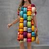 Fashion 3D Print Summer Dress Loose Casual Short Sleeve O-Neck Mini Dress
