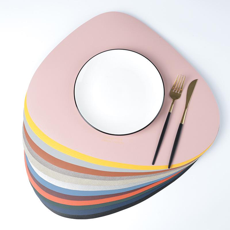 High-End Double-Sided Waterproof PU Leather Placemat - Oil-Proof, Heat-Insulated, Light Luxury Water Drop Design.
