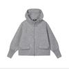 Solid Color Wool Blend Hooded Fleece Jacket Women Outerwear Cloud-Pattern-Gray F11W444704FMG