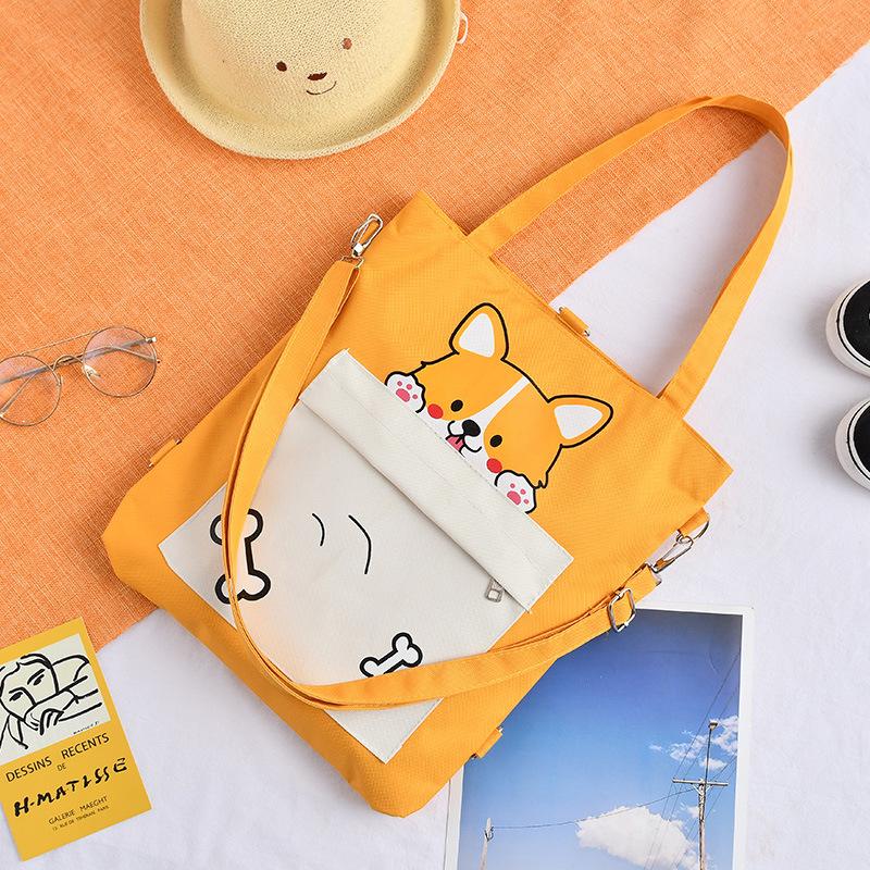 Women's Akita Inu Print Canvas Bag, Shopping Bag, Student Bag, Work Bag, Large Capacity