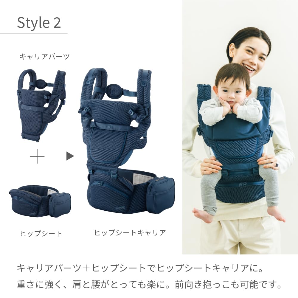 Beren First Set Indigo Blue Baby Carrier Can Be Used from Newborns Baby Carrier with Hip Seat Front of Neck Sitting Ergonomic Mesh Multifunctional