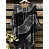 Women Vintage Plaid Stripe Printed Asymmetrical Hem O Neck Short Sleeve T Shirt Casual Fashion Street Top