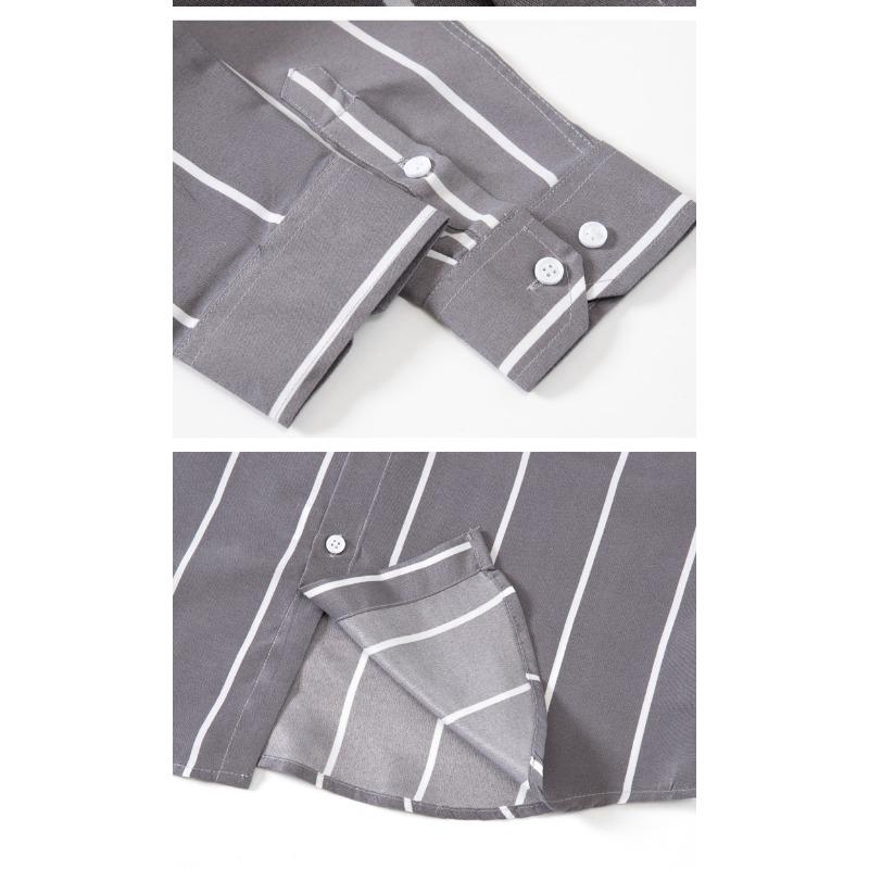 Men Striped Long Sleeve Casual Slim Fit Fashion Business Shirt