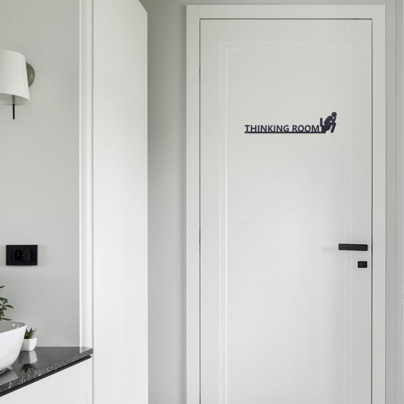 Fun Toilet Door Sign Metal Fun Bathroom Decoration Family Black Toilet Sign Fun Door Top Decoration Interesting Bathroom Sign Ho