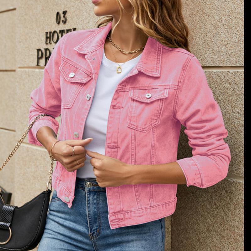 Fashion Slim Fit Polo Denim Coat Women