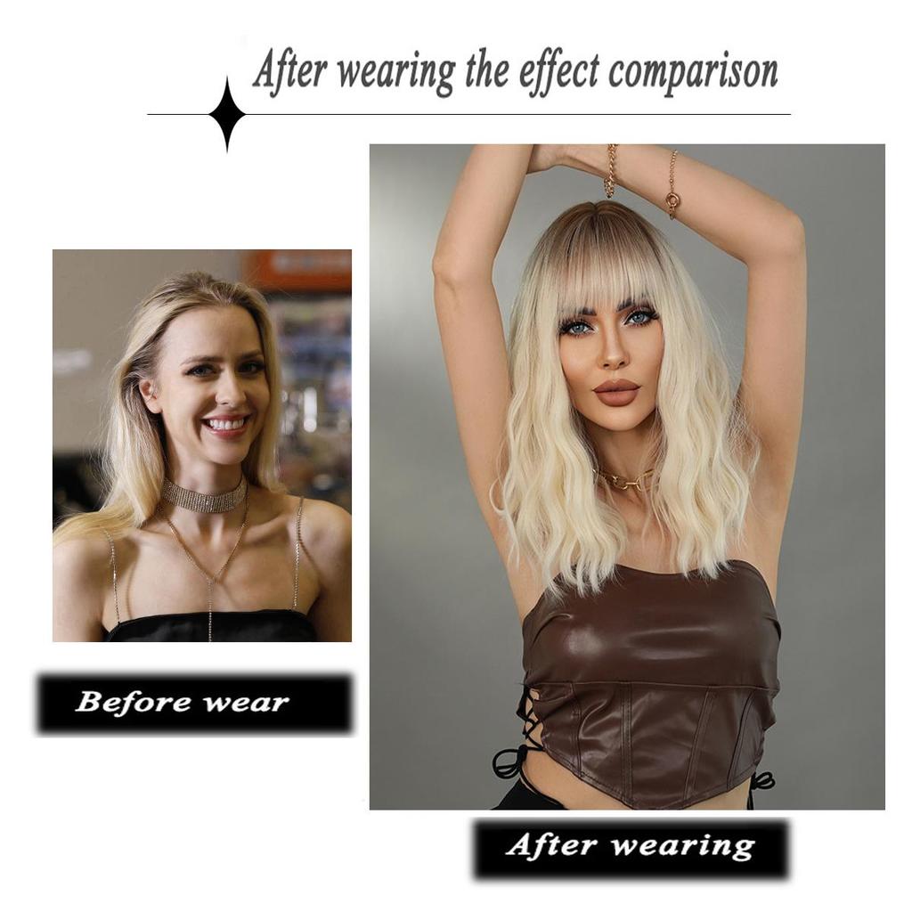 Women's 43cm Wig Simulated Hair Long Curly Hair Platinum Hair Rose Hair Net Full Head Cover Headwear Beauty Decoration Wig