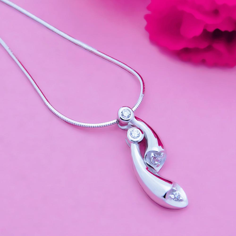 Cold Wind Dripping Pendant Necklace Electroplated Platinum Inlaid Stone Women'S Silver Jewelry