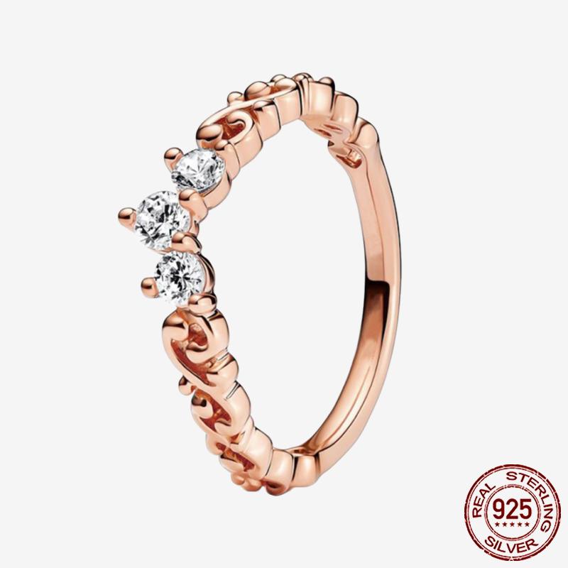 Princess Tiara 925 Silver Sparkling Butterfly Heart Rings For Women DIY Jewelry,Gift, Wedding