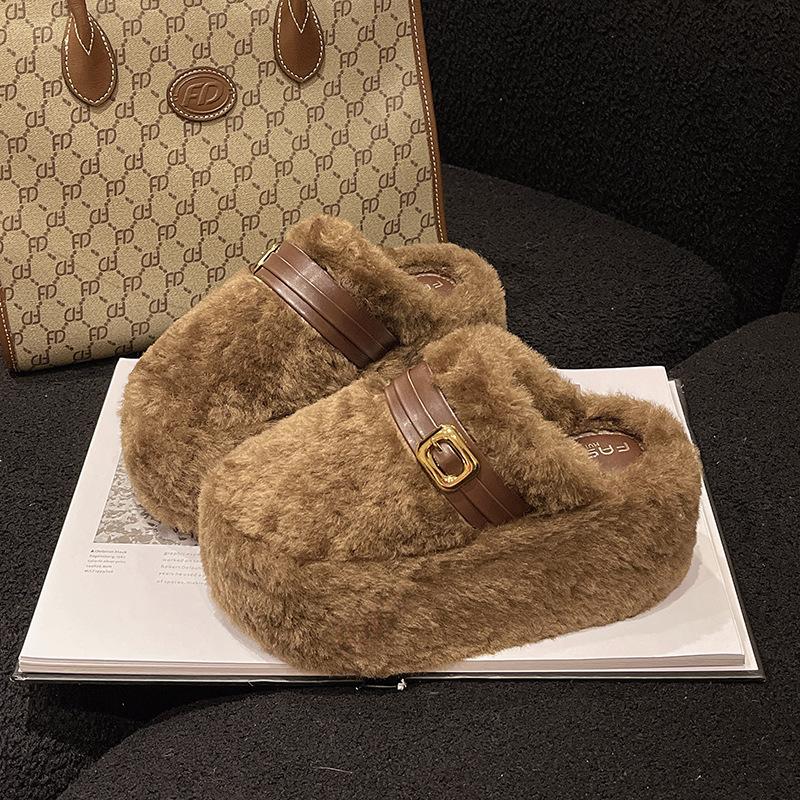 

Women s Lightweight and Comfortable a Footstool Heightening Winter Warm Cold Padded Non-slip Wear-resistant Leisure Sports Cotton Slippers 40 коричневий
