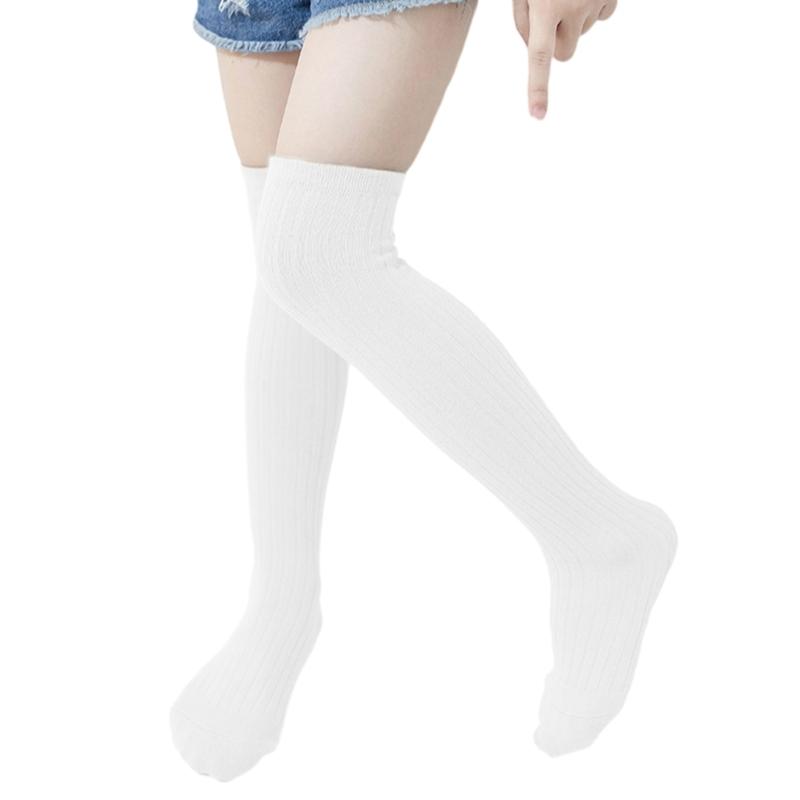 Atmungsaktive Baumwollstrümpfe für Mädchen Kleinkind Bonbonfarbe Überknie-Socken Frotteeschlingen-Socken für Herbst Frühling