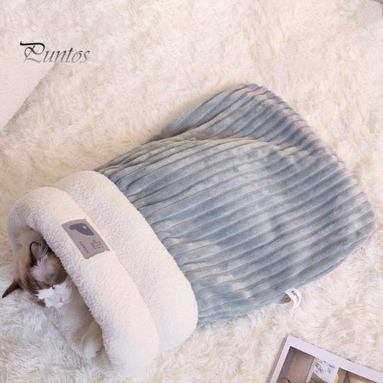 Katzen-Winterschlafsack, Plüsch, warmes Katzenbett, Höhle, 360-Grad-Wickel, Katzen-Wärmekissen, Schlafsack für kleine Hunde und Katzen