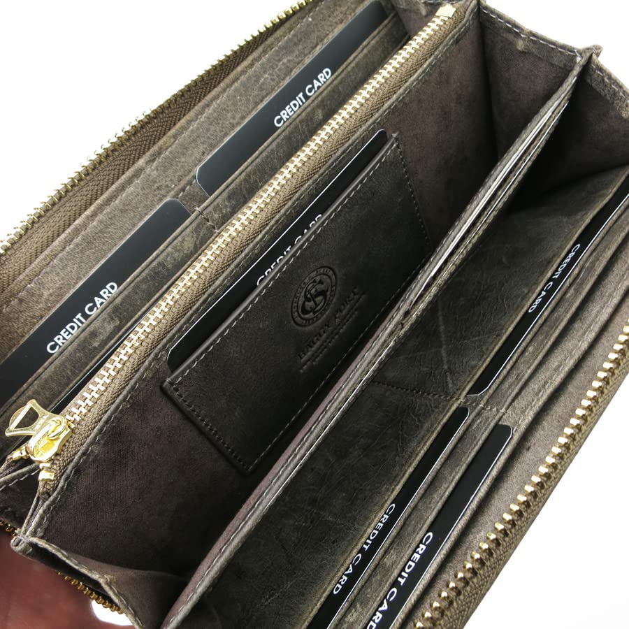 Baggy Port Long Wallet, Kudu Leather, Unisex, Round Zipper, ZKM-900 (Gray)