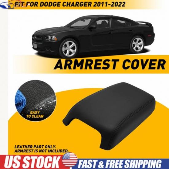 Fits Charger Dodge 2011- Middle Console Lid Armrest Cover Skin Leather Black