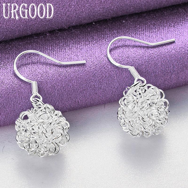 Kolczyki ze srebra próby 925, tkane kulki, biżuteria z zawieszką na prezent