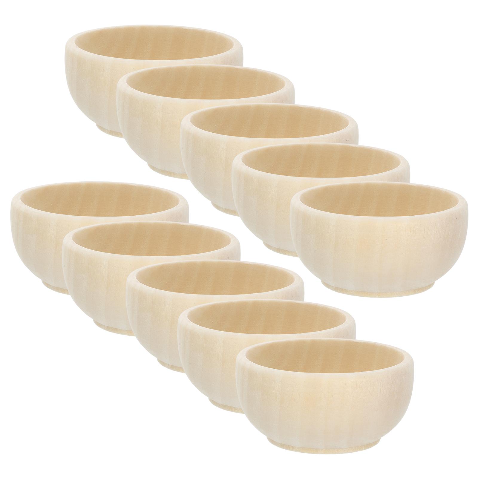 

10 Pcs Small Wooden Bowl Bowls for Crafts Unpainted Solid Painting Unfinished Child