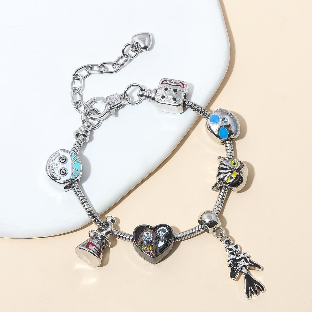 Pulseira Abóbora Pesadelo Antes do Natal com Berloques Jack & Sally