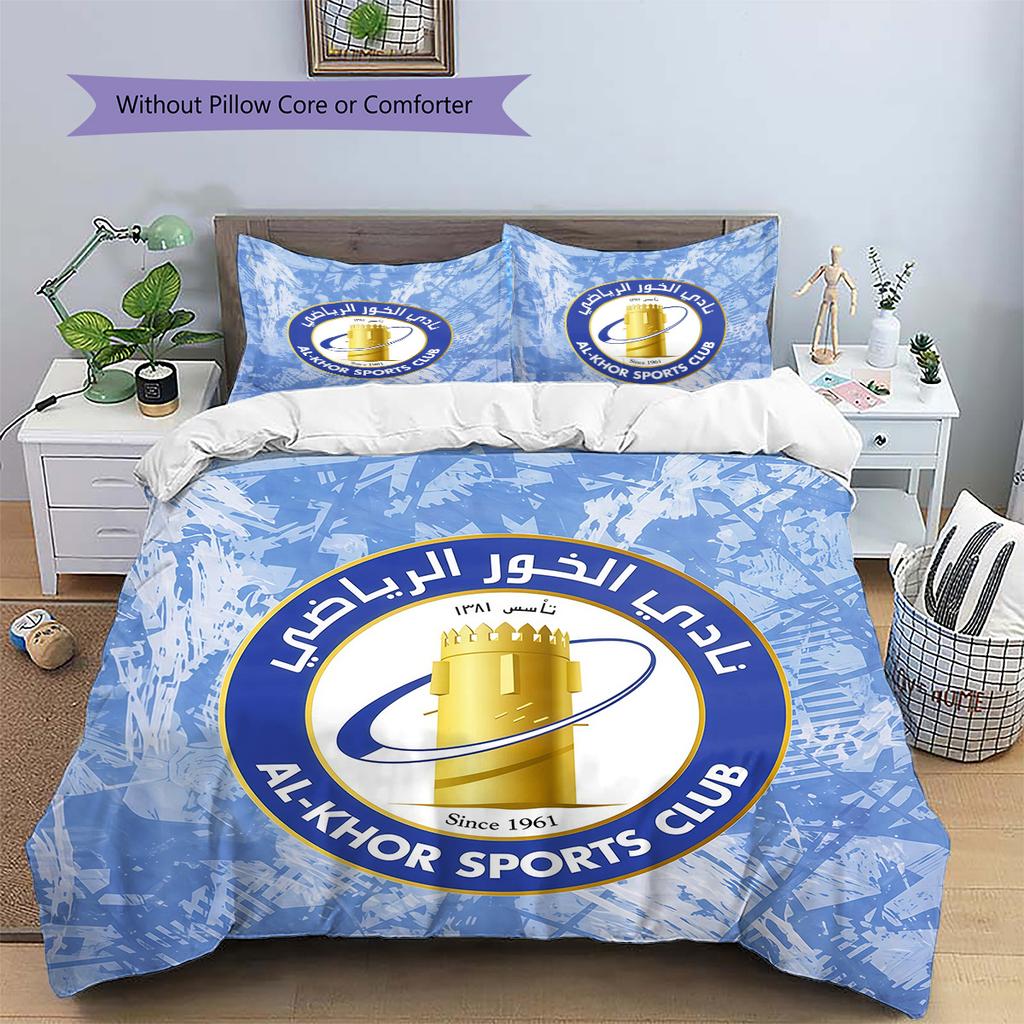 Al‑Khor Sports Club Pattern Bedding Quilt Set Home Decoration Gift (1 * duvet cover + 2 * pillowcase without core)