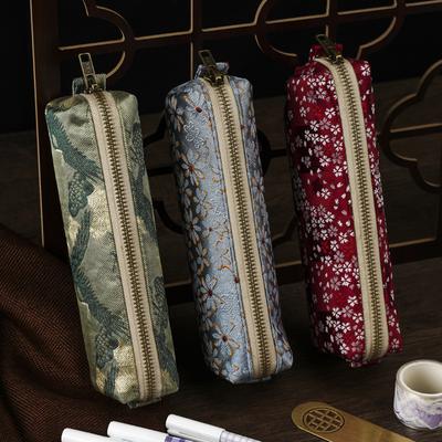 Chinese Style Embroidery Pencil Case Portable Pencil Pouch Stationery Pen Bag Luxury Make Up Bag Large Capacity Cosmetics Bag