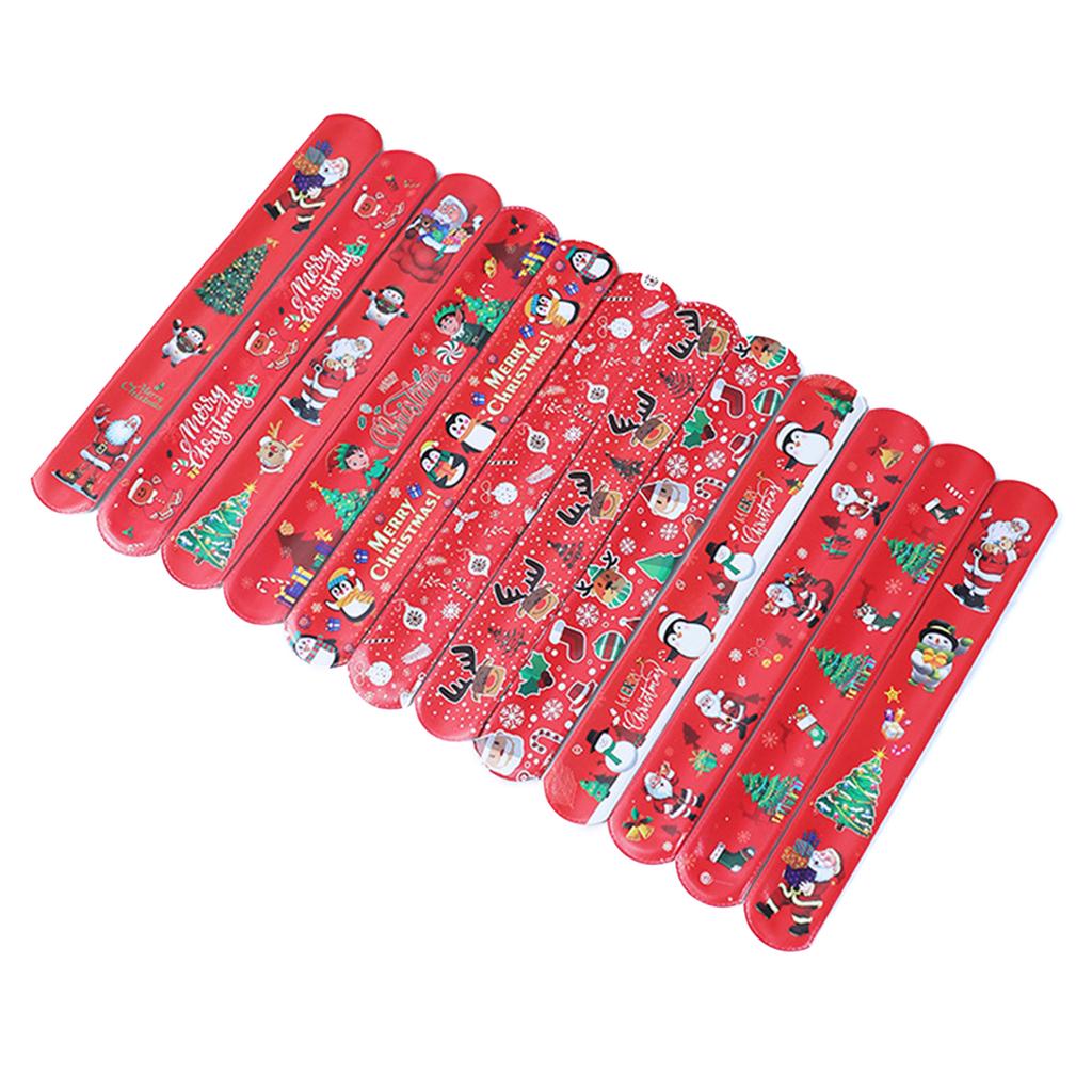 100Pcs Holiday Slap Wristbands for Christmas Snap Bands for Wrist Decoration Stylish Pat Rings Party Accessories