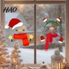 Indoor Outdoor Winter Ornaments Christmas Snowman Static Glass Stickers, Simple Window Clings, Waterproof PVC Clings Holiday for Home Store