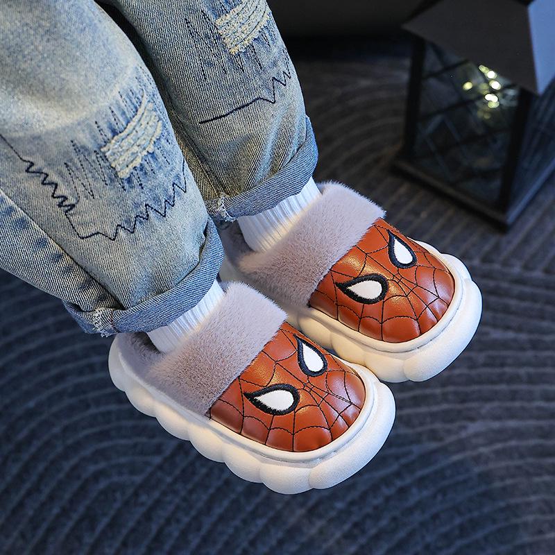 Boys' 2026 Waterproof Leather Baby Cotton Slippers