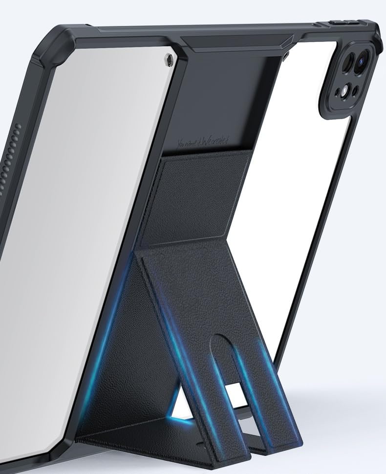 2025/2024 iPad Pro 11-inch M5/M4 Case, Clear, Transparent, with Stand, Shockproof, iPad Pro 11, M5, M4 Cover, Back Snap-On